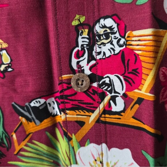 Tommy Bahama Shirt Mens Size XXL Hawaiian Christmas Silk Casual Button Up - Picture 3 of 6